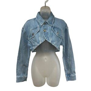 Bloggers Favorite Zara Long Sleeve Crop Denim Jacket Sz S